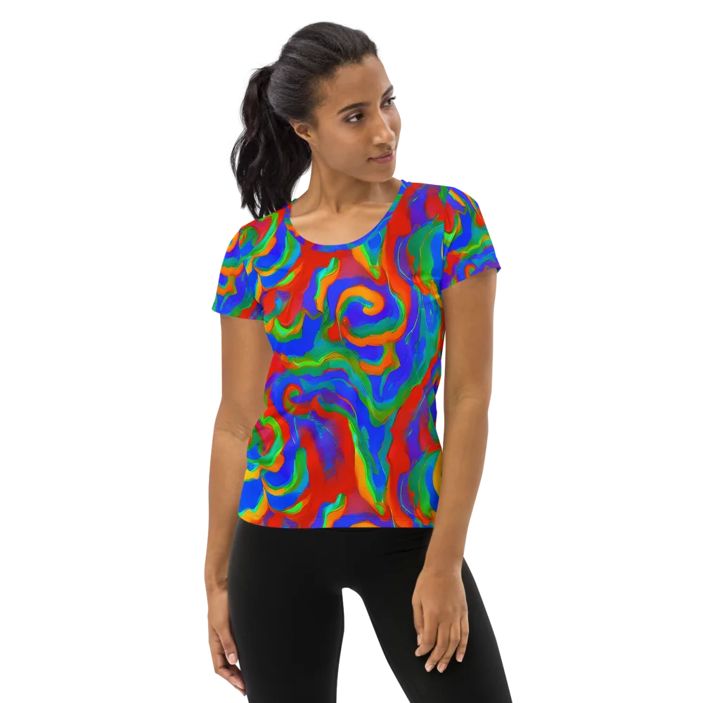 Rainbow Rapture on Women's Athletic T-Shirt — Front