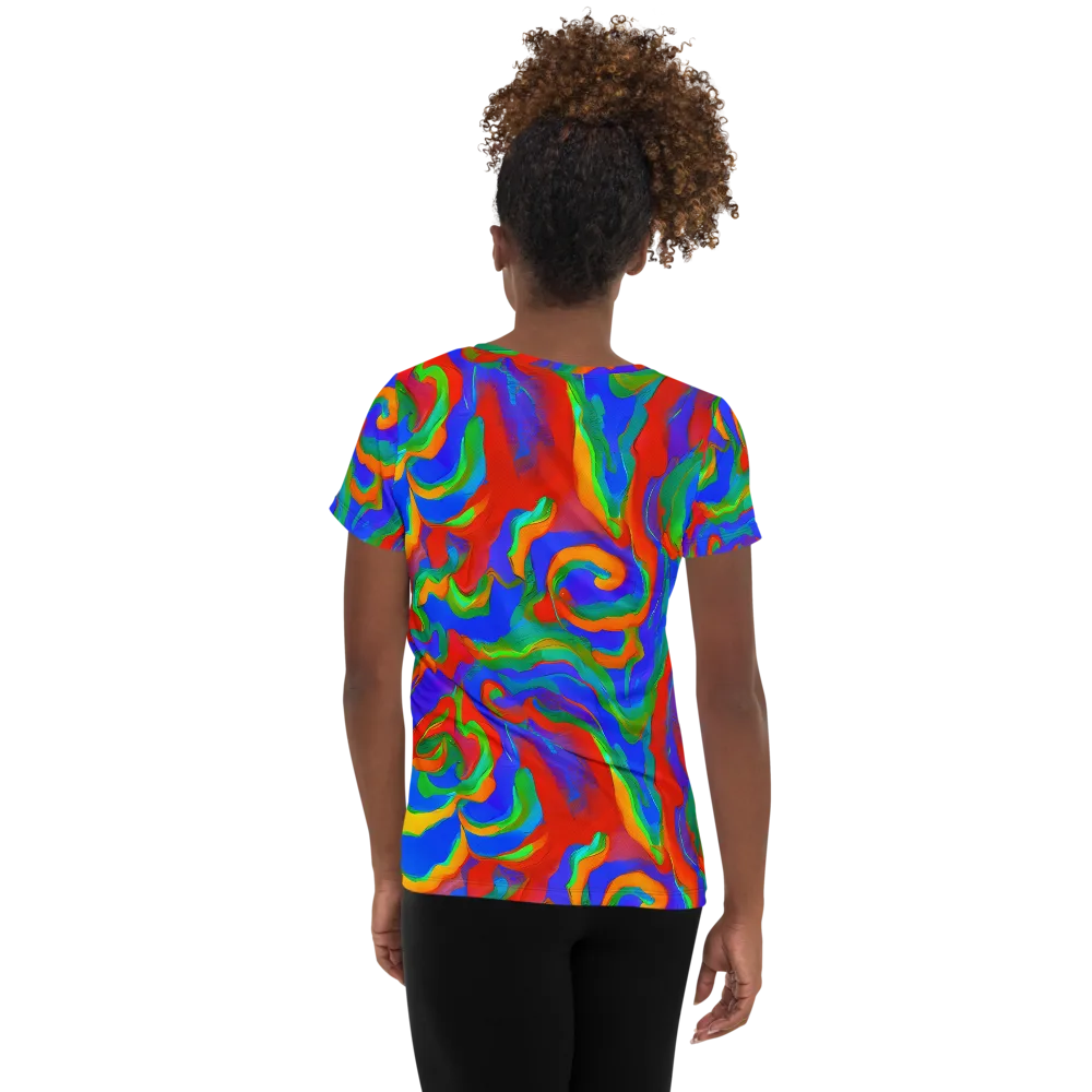 Rainbow Rapture on Women's Athletic T-Shirt — Back