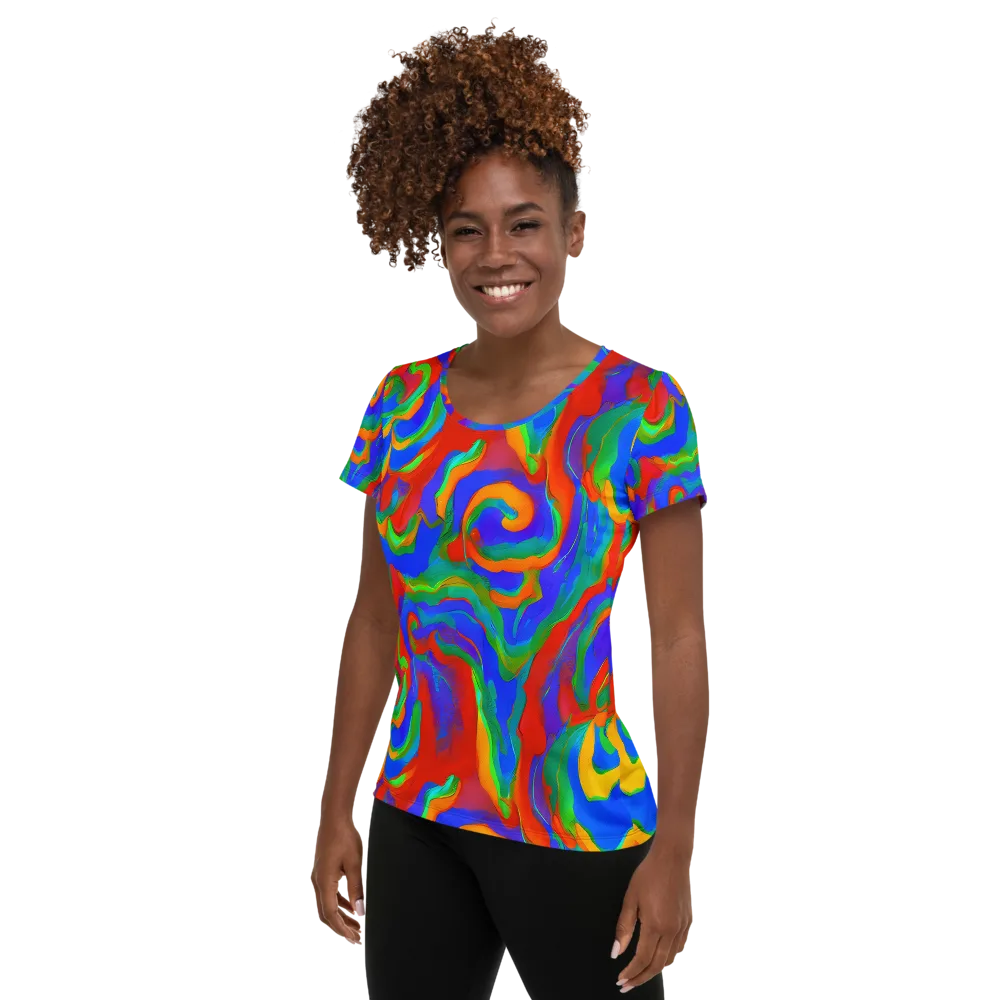 Rainbow Rapture on Women's Athletic T-Shirt — Left