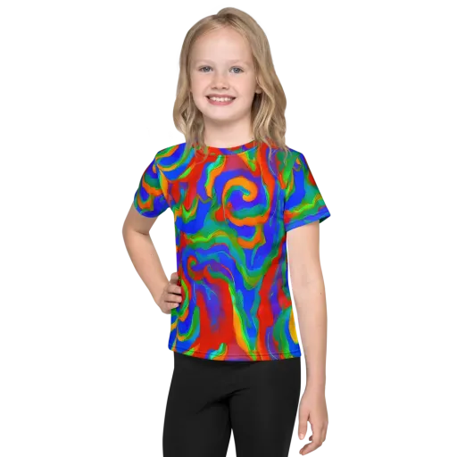 Rainbow Rapture on a Kids Crew Neck T-Shirt