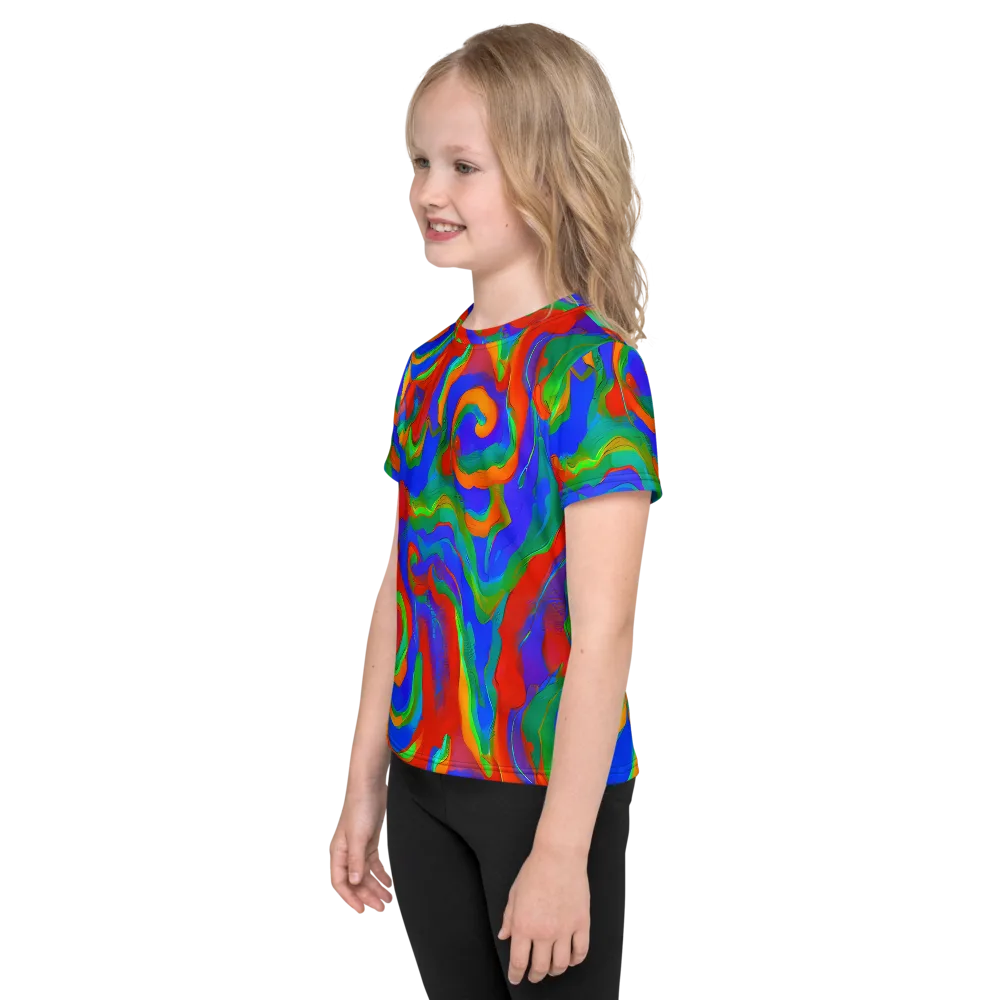 Rainbow Rapture on Kids Crew Neck T-Shirt — Left