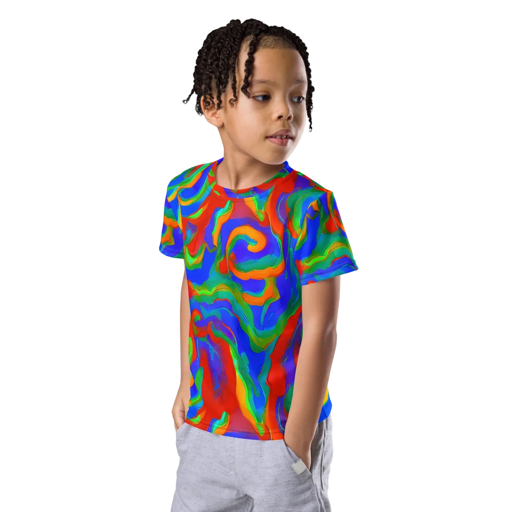 Rainbow Rapture on Kids Crew Neck T-Shirt — Left Front
