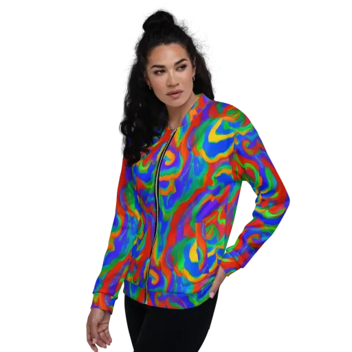 Rainbow Rapture on a Bomber Jacket