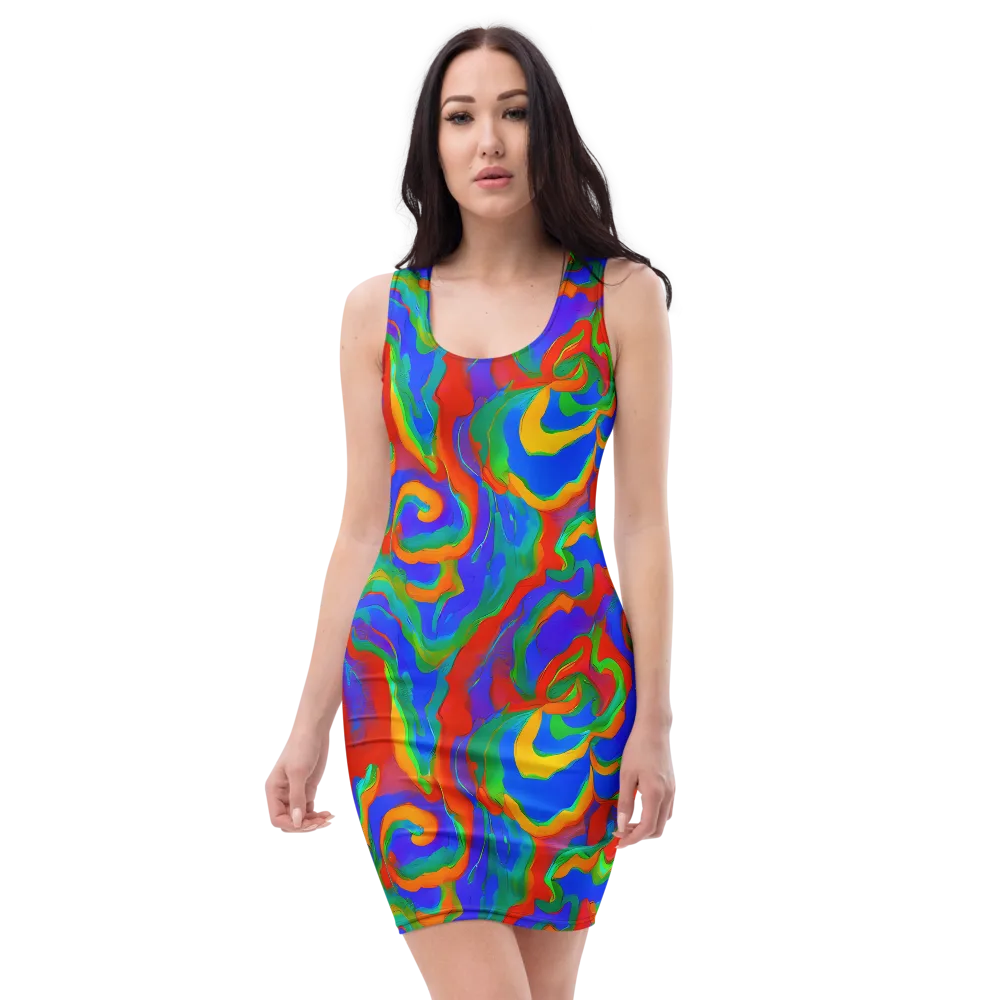 Rainbow Rapture on Bodycon Dress — Front