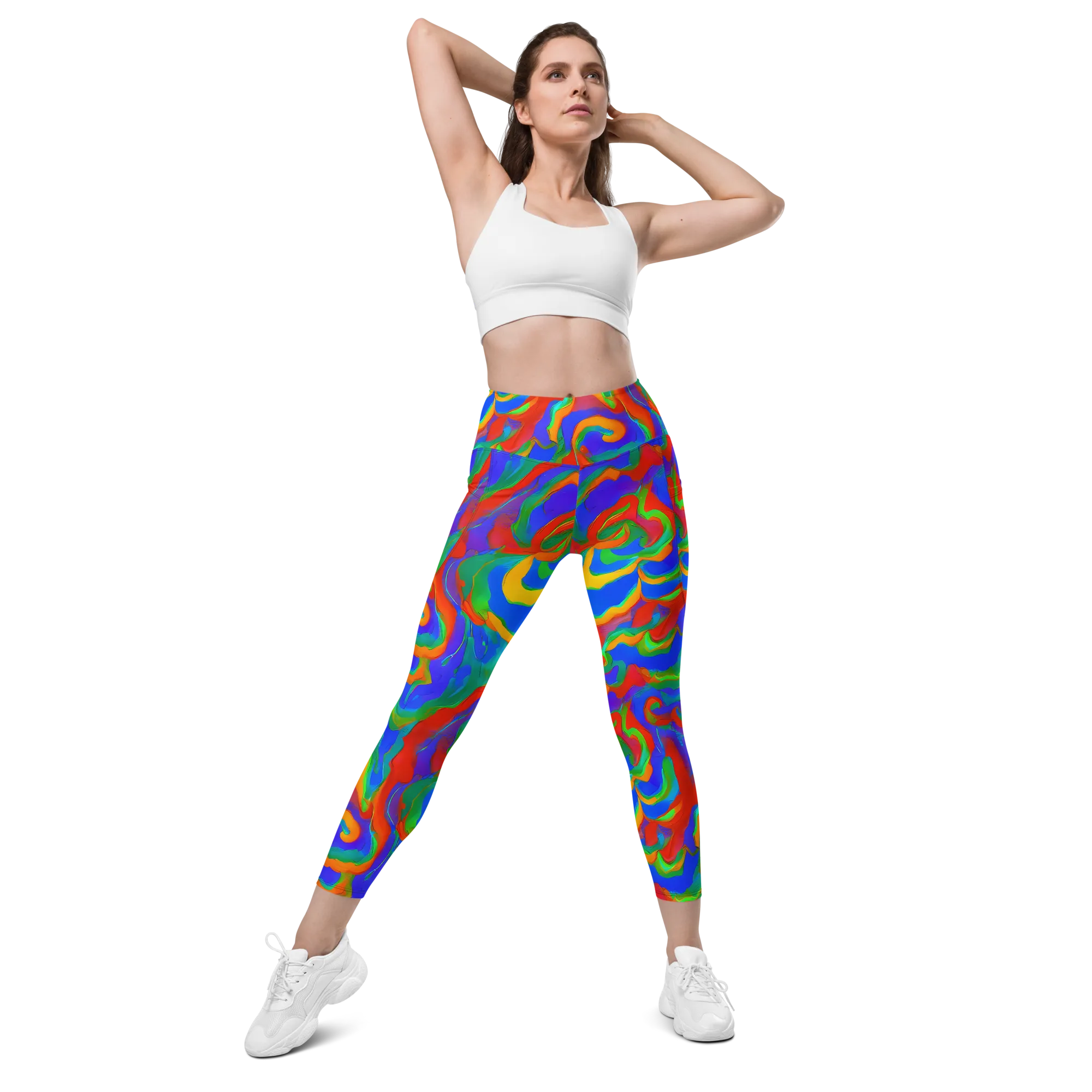 Rainbow Rapture on Leggings with Pockets — Front