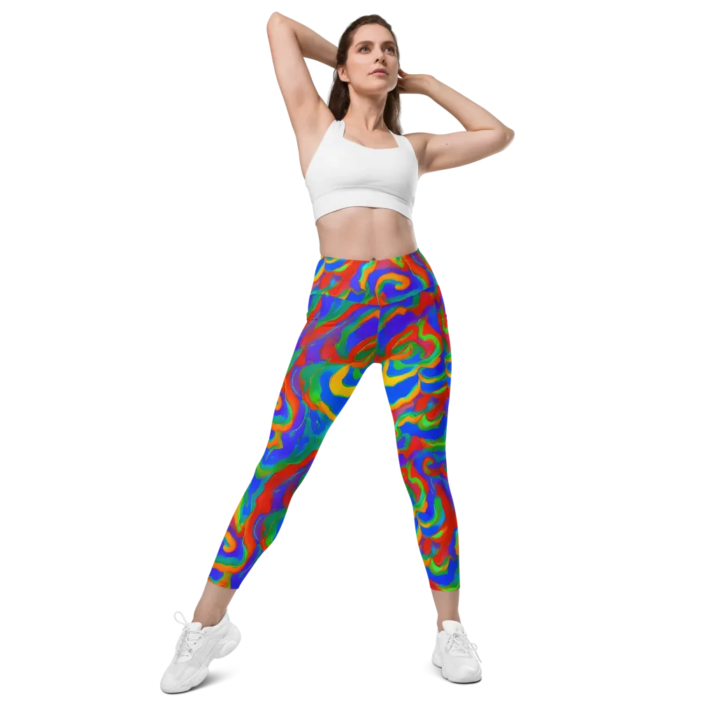 Rainbow Rapture on Leggings with Pockets — Front