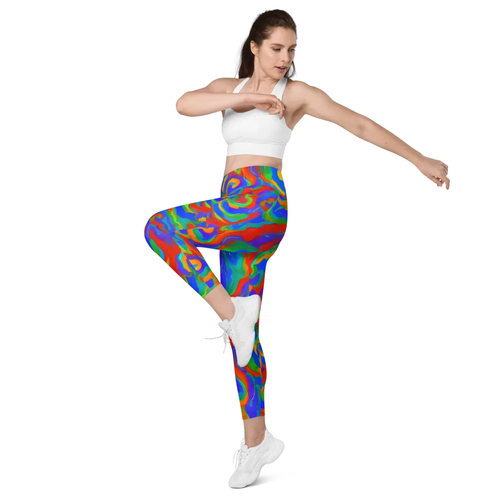 Rainbow Rapture on Leggings with Pockets — Left Front