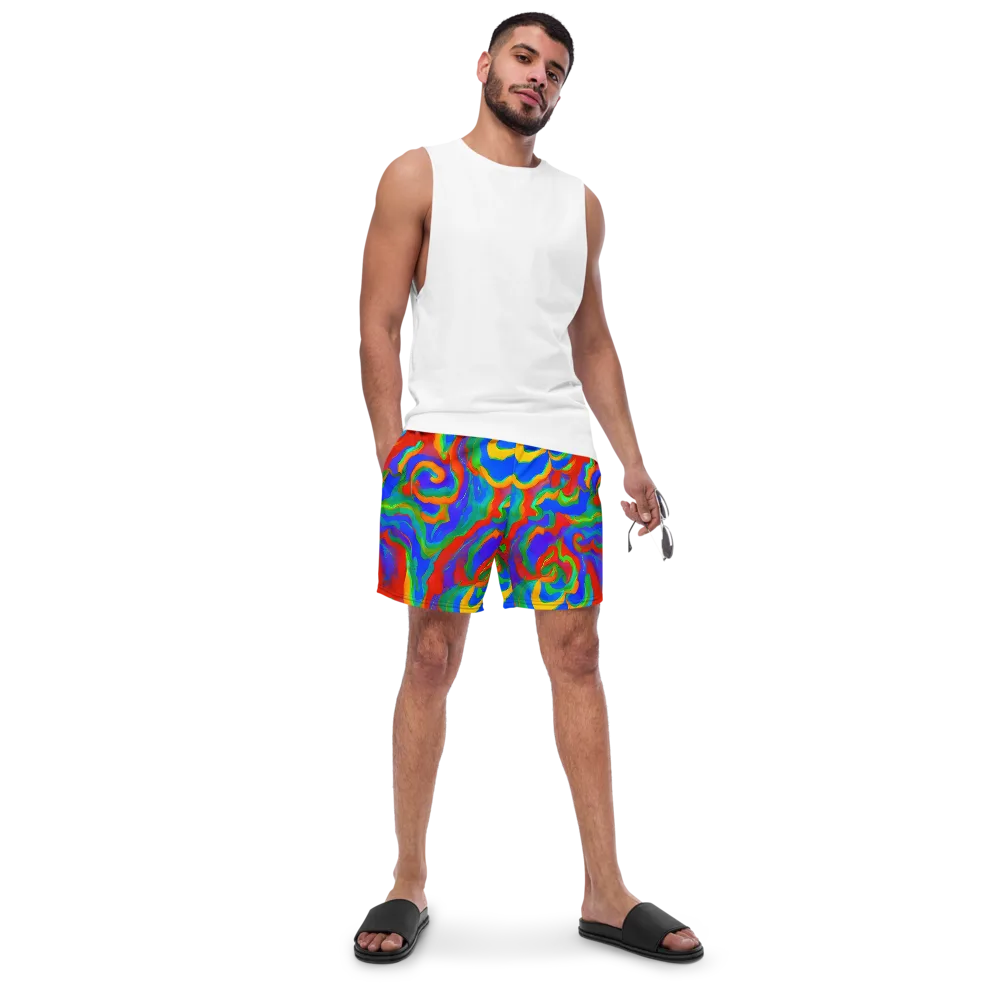 Rainbow Rapture on Swim Trunks — Front