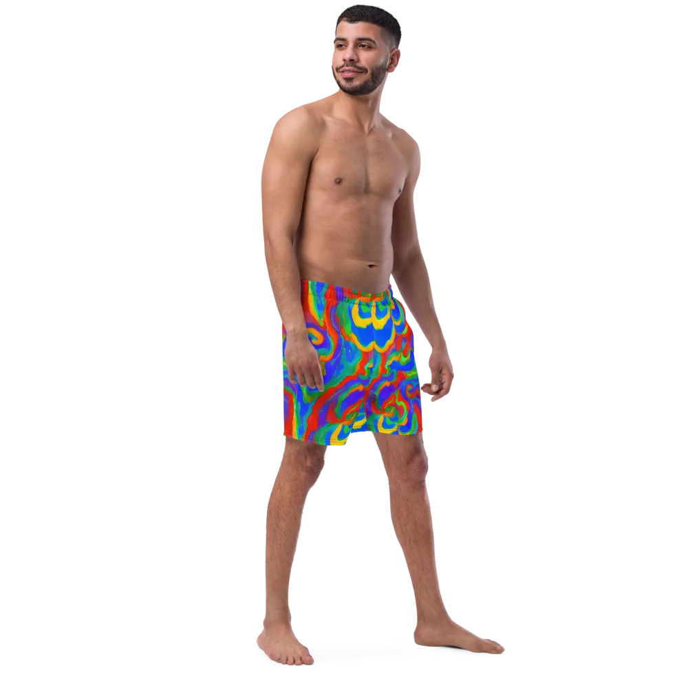 Rainbow Rapture on Swim Trunks — Right Front