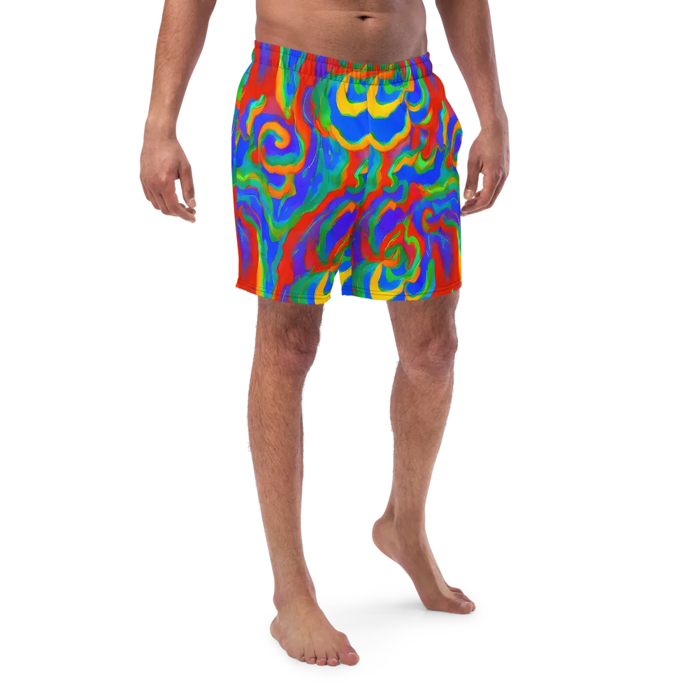 Rainbow Rapture on Swim Trunks — Front