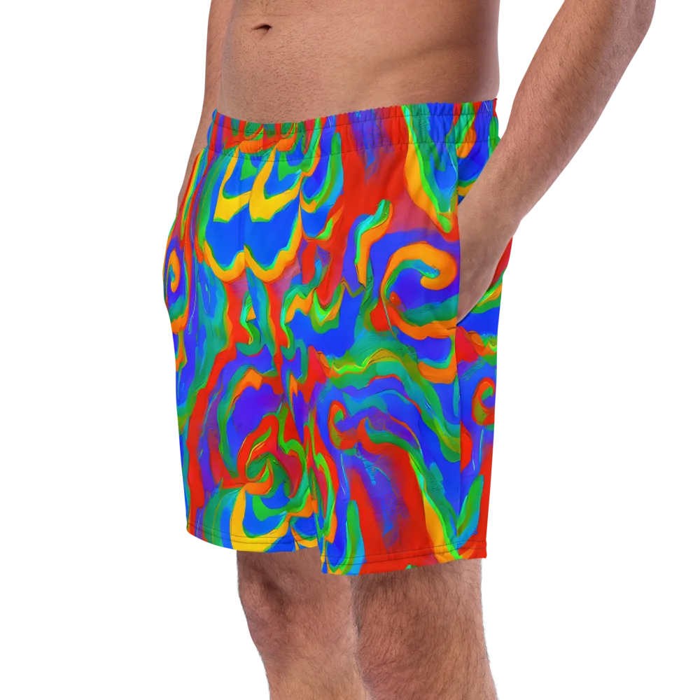 Rainbow Rapture on Swim Trunks — Left Front