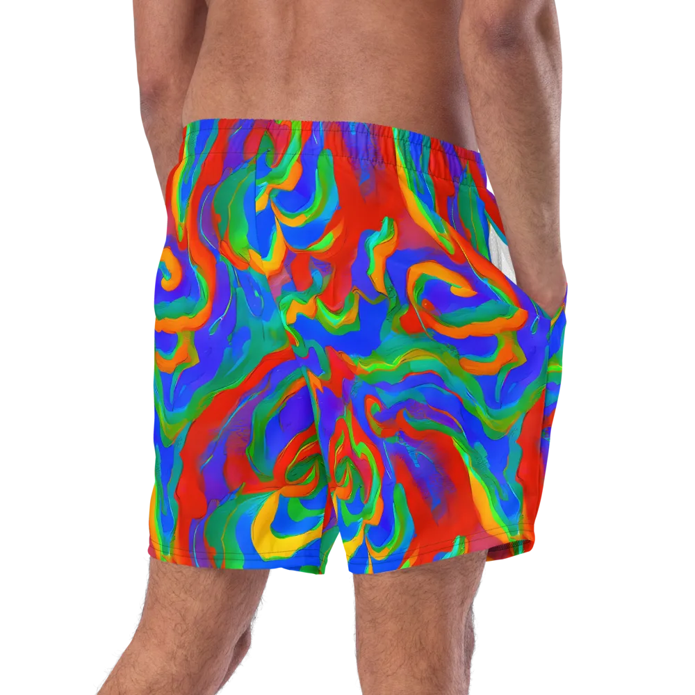 Rainbow Rapture on Swim Trunks — Right Back