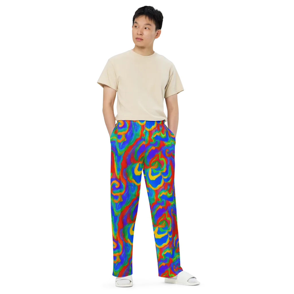 Rainbow Rapture on Wide-Leg Pants — Front