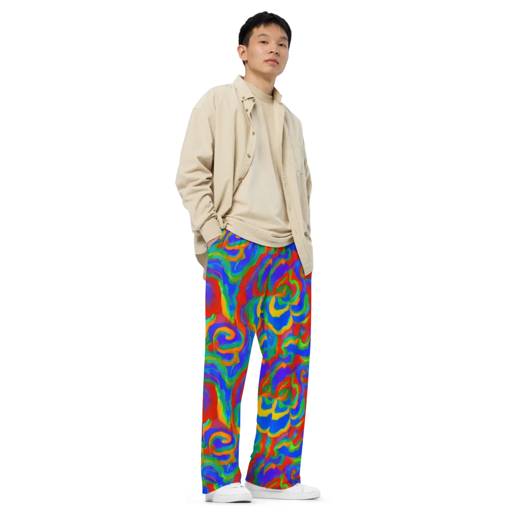 Rainbow Rapture on Wide-Leg Pants — Right Front