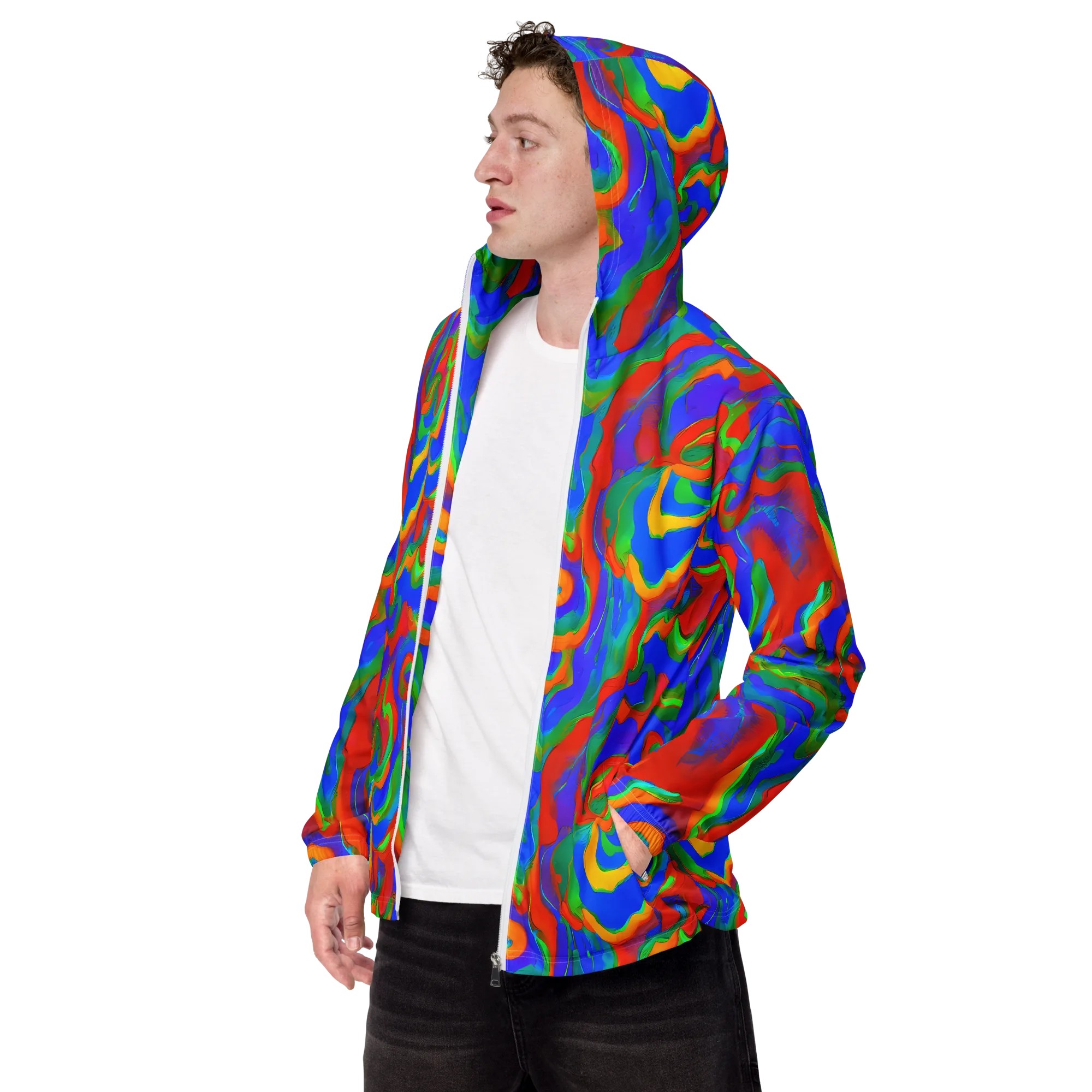 Rainbow Rapture on Men's Windbreaker — Left Front