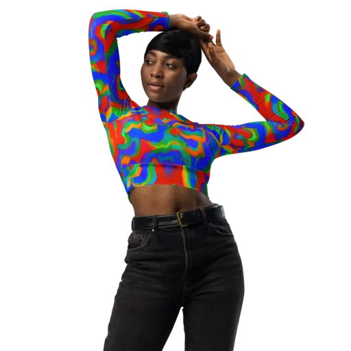 Rainbow Rapture on a Long Sleeve Crop Top