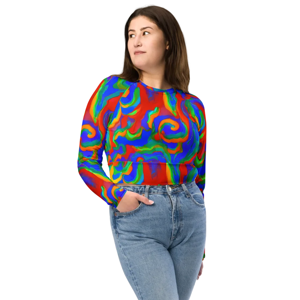 Rainbow Rapture on Long Sleeve Crop Top — Front