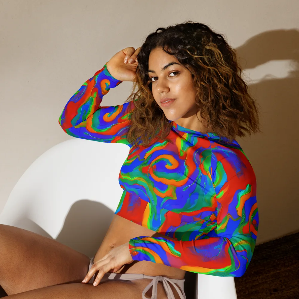 Rainbow Rapture on Long Sleeve Crop Top — Left Front