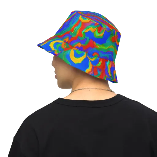 Rainbow Rapture on a Reversible Bucket Hat