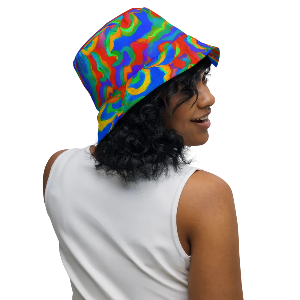 Rainbow Rapture on Reversible Bucket Hat — Right Outside
