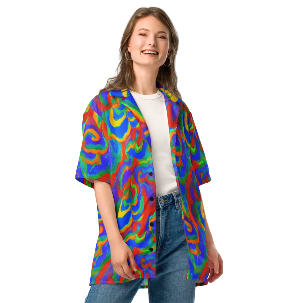 Rainbow Rapture on Button Shirt — Front