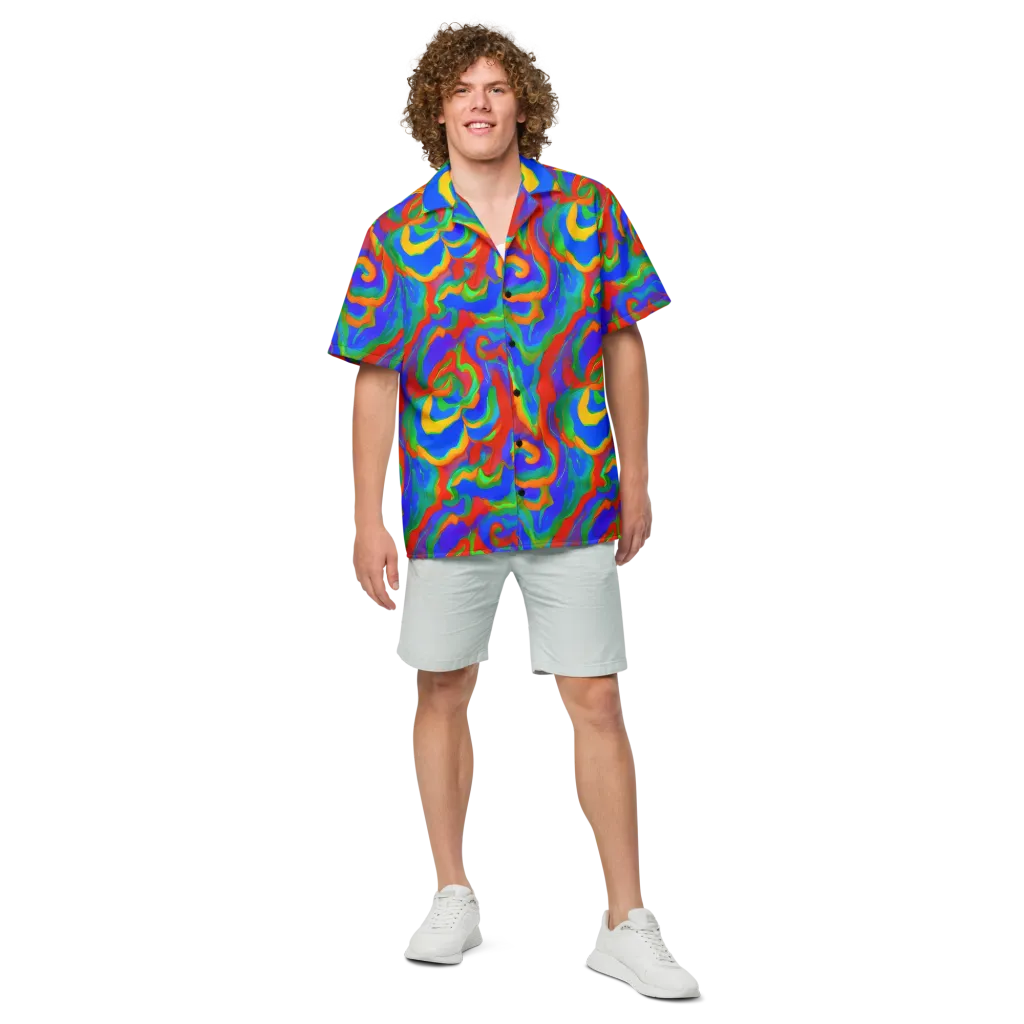 Rainbow Rapture on Button Shirt — Front