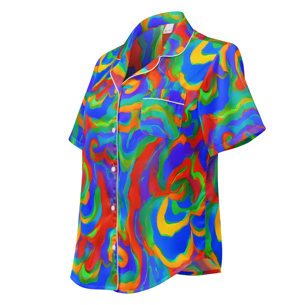 Rainbow Rapture on Women's Short Sleeve Pajama Top — Left Front