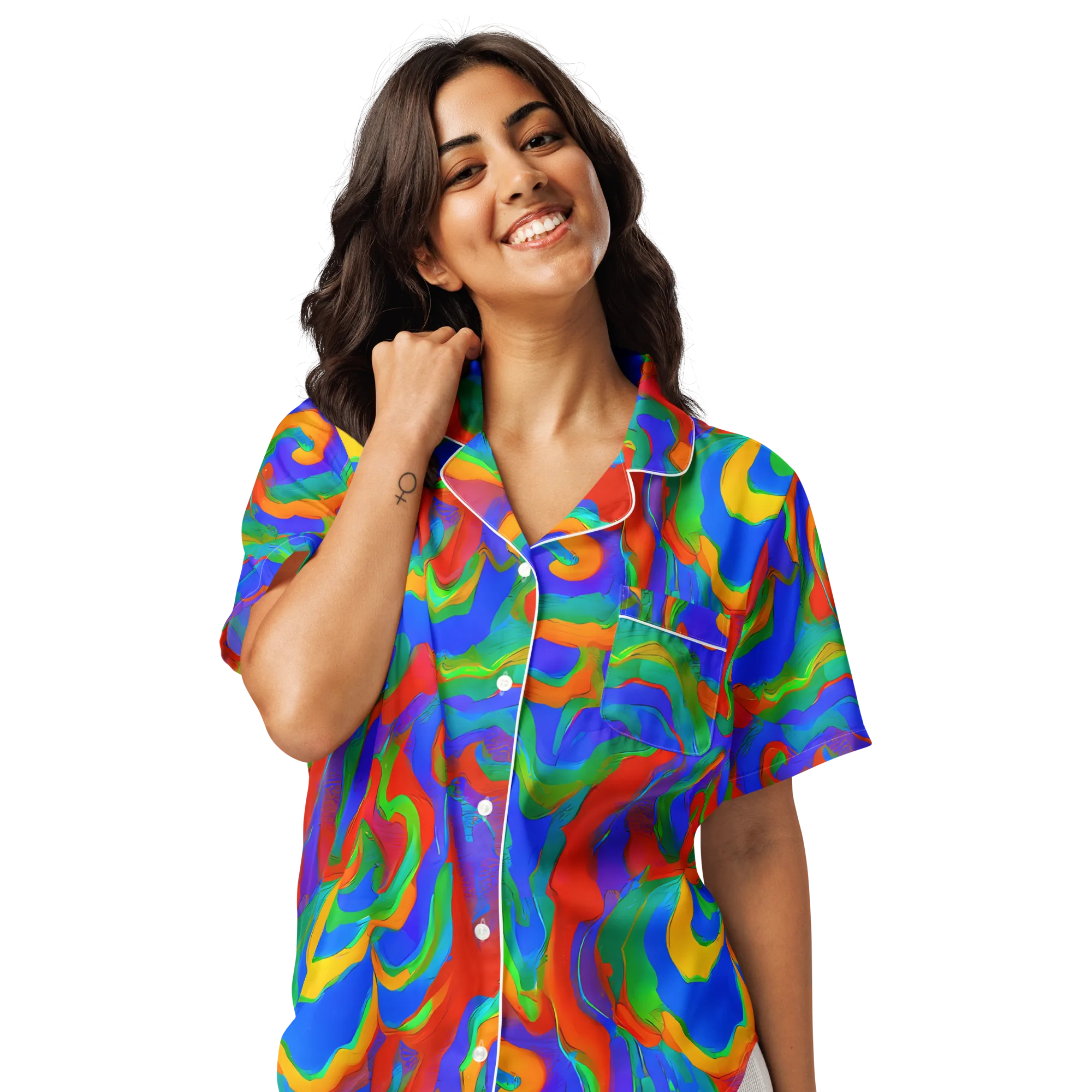 Rainbow Rapture on Women's Short Sleeve Pajama Top — Front