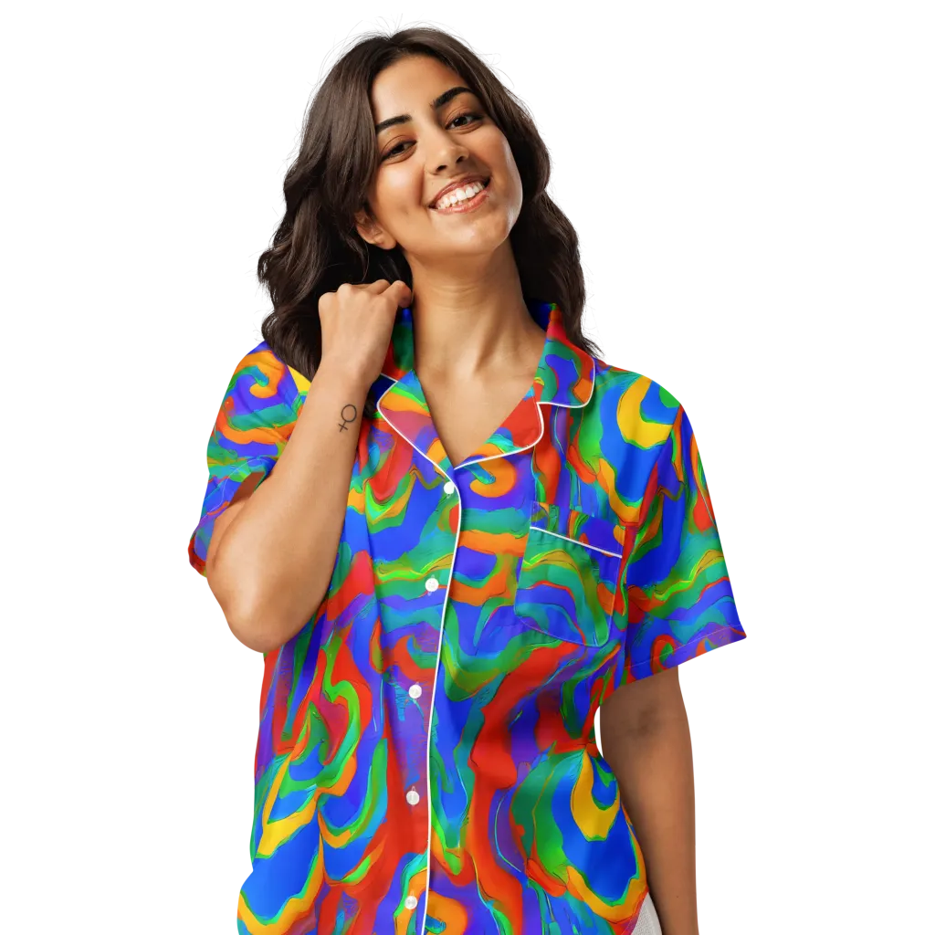 Rainbow Rapture on Women's Short Sleeve Pajama Top — Front