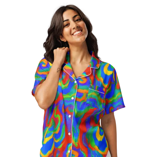 Rainbow Rapture on a Women's Short Sleeve Pajama Top