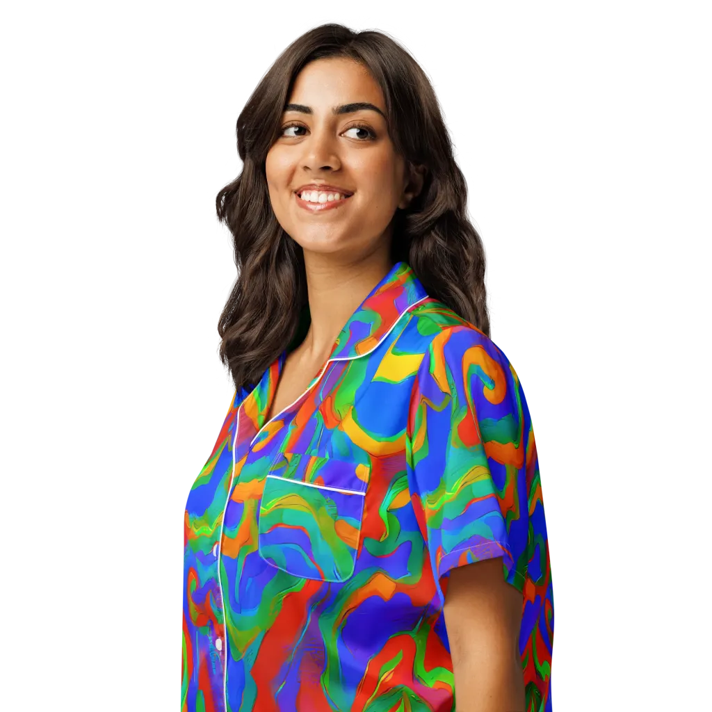Rainbow Rapture on Women's Short Sleeve Pajama Top — Left Front