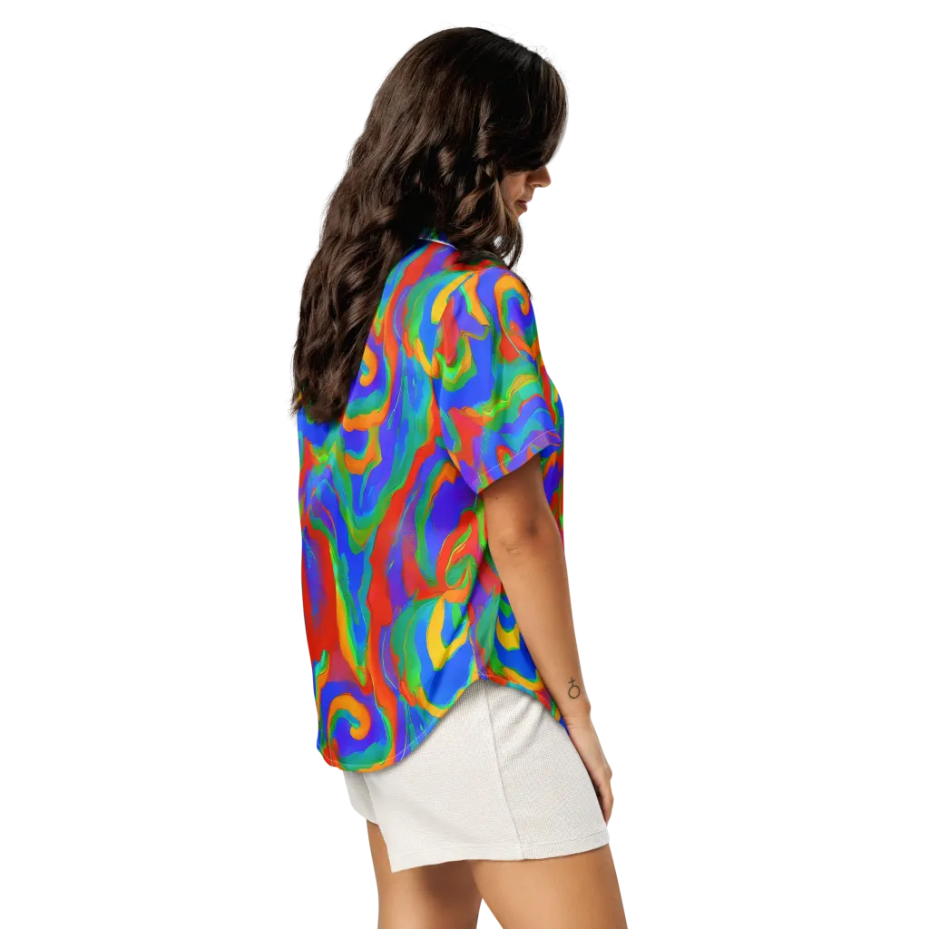 Rainbow Rapture on Women's Short Sleeve Pajama Top — Right Back