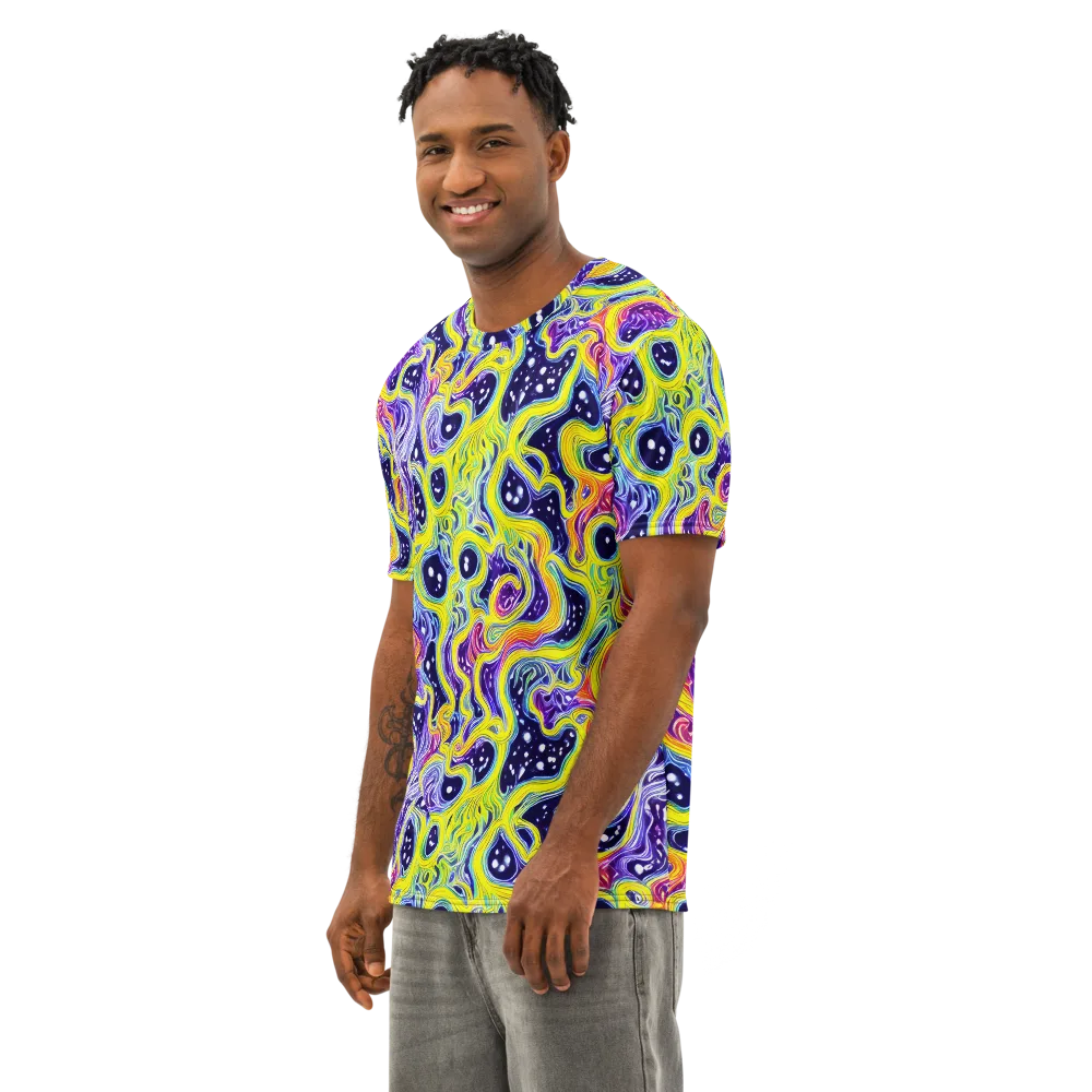 Prismatic Whirlpool on Men's Cotton Crew Neck T-Shirt — Left Front