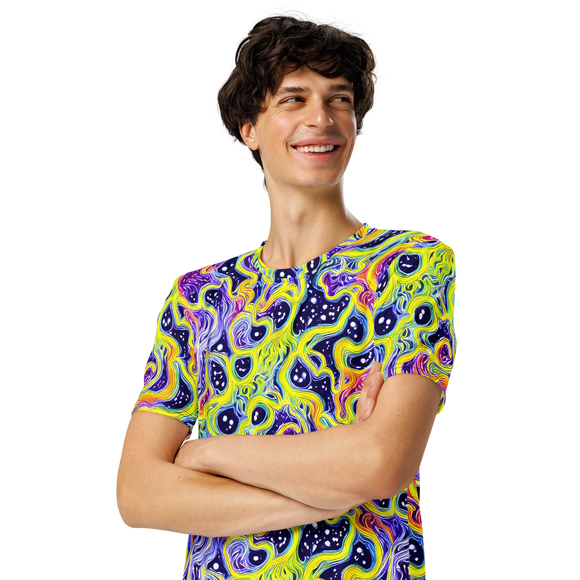 Prismatic Whirlpool on Men's Crew Neck T-Shirt — Left Front