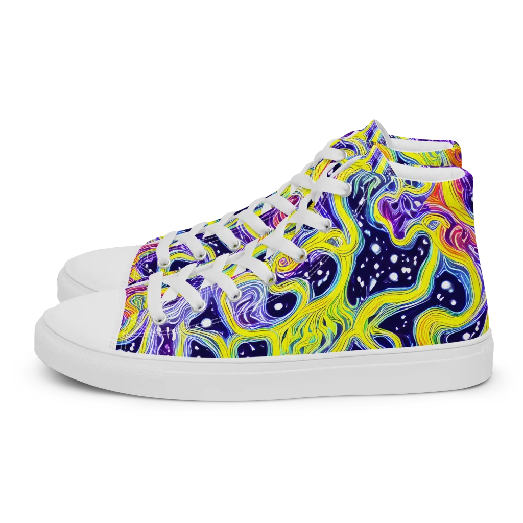 Prismatic Whirlpool on Men's High Top Canvas Shoes — Left
