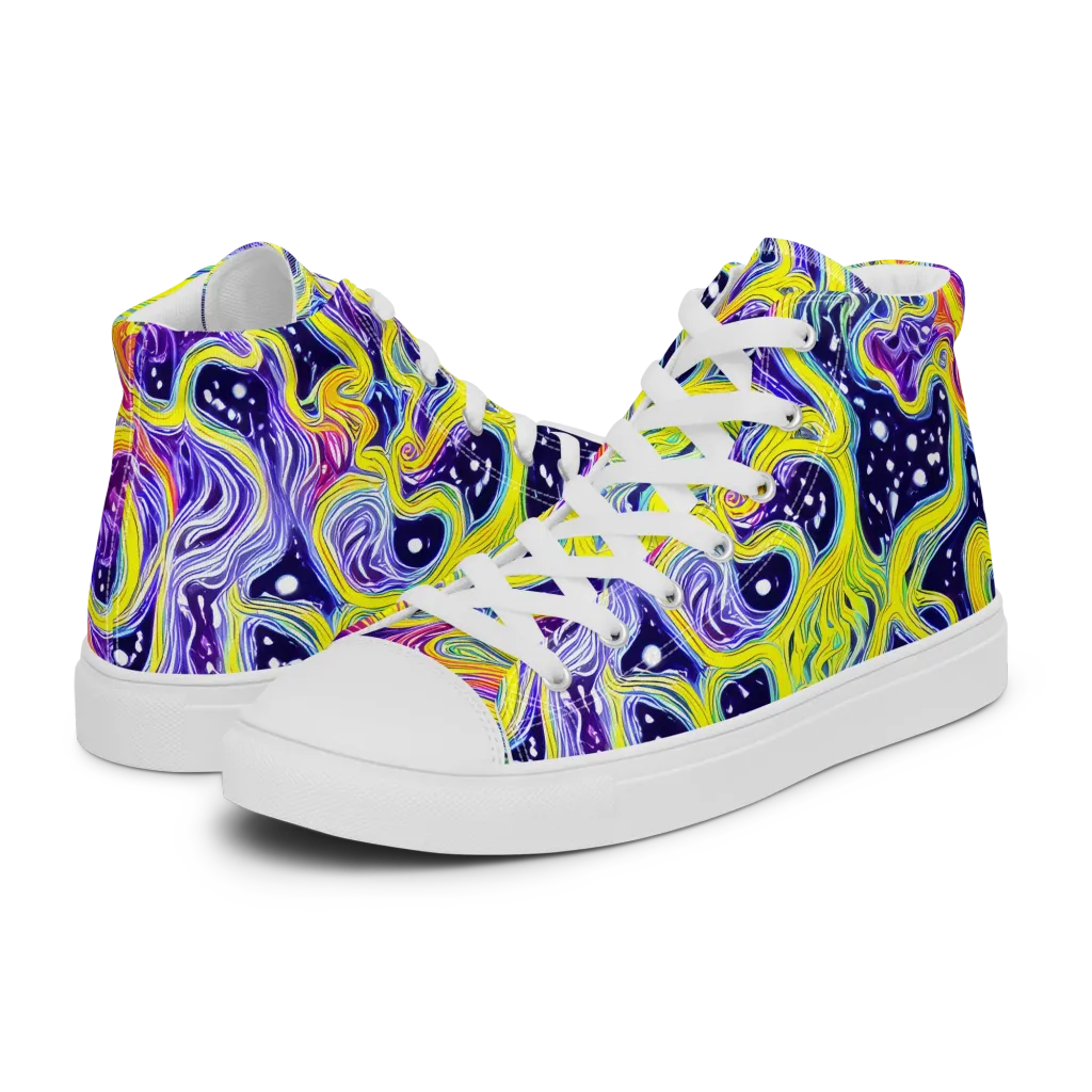 Prismatic Whirlpool on Men's High Top Canvas Shoes — Left