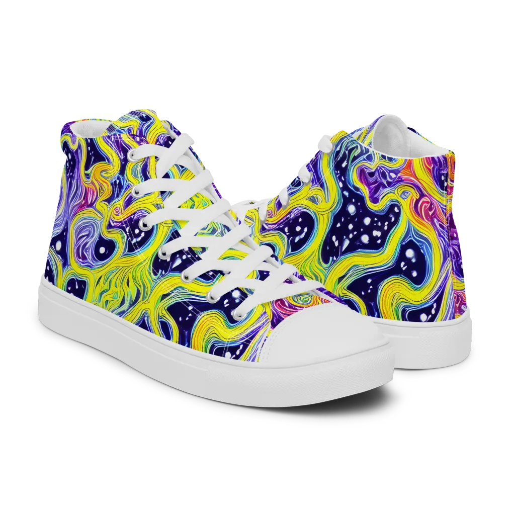 Prismatic Whirlpool on Men's High Top Canvas Shoes — Right
