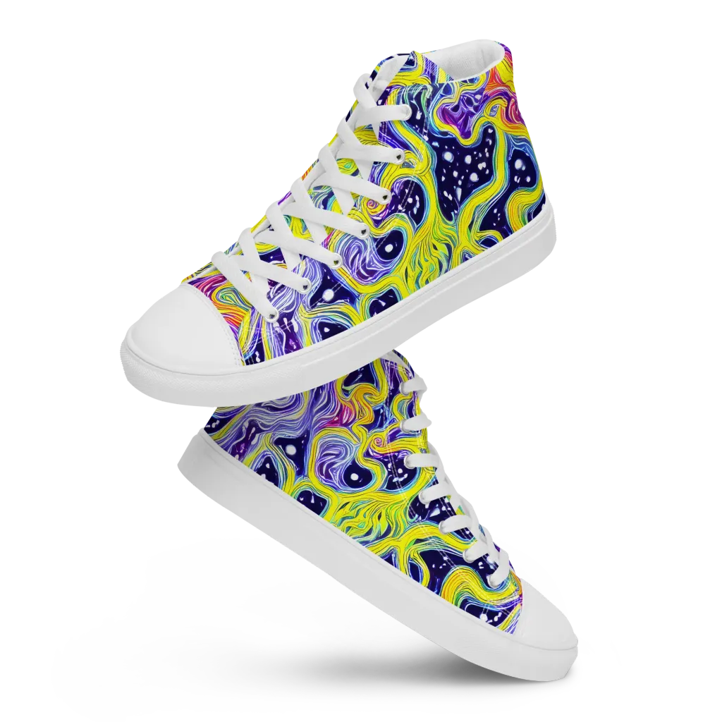 Prismatic Whirlpool on Men's High Top Canvas Shoes — Front