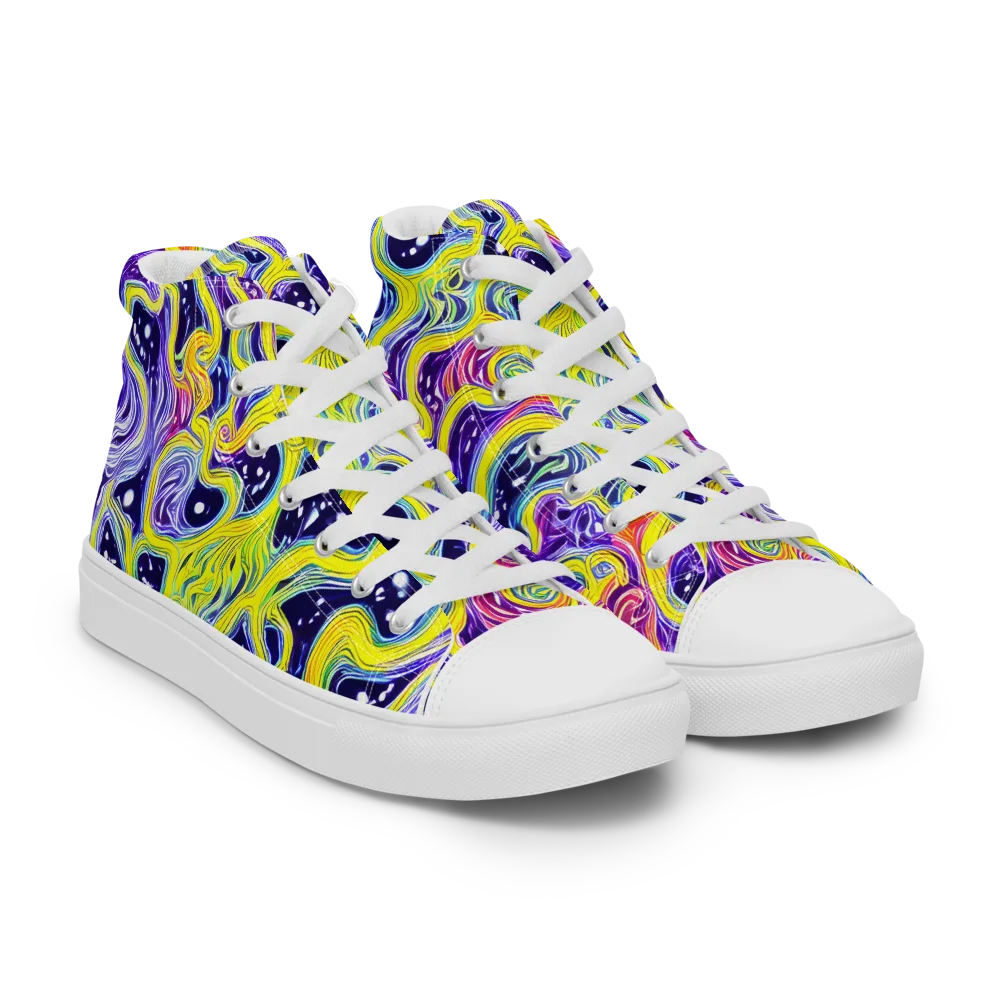 Prismatic Whirlpool on Women's High Top Canvas Shoes — Right Front