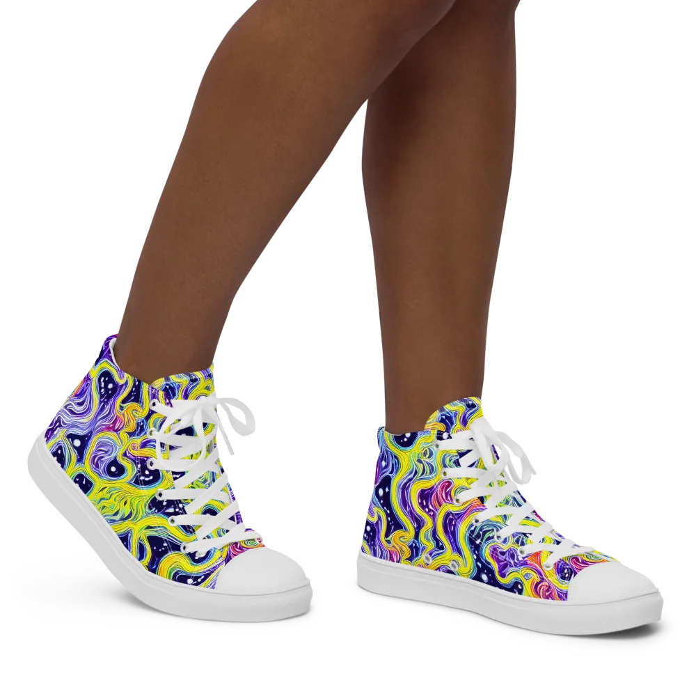 Prismatic Whirlpool on Women's High Top Canvas Shoes — Right