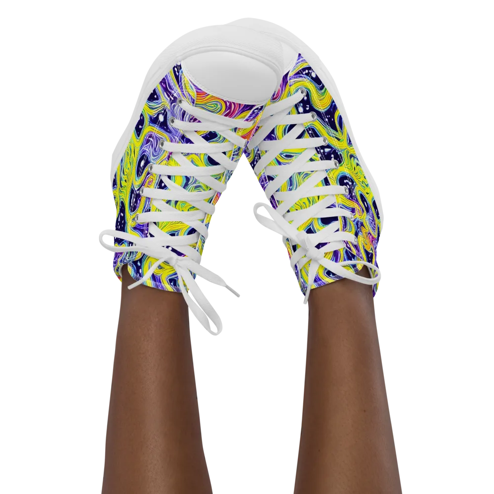 Prismatic Whirlpool on Women's High Top Canvas Shoes — Front