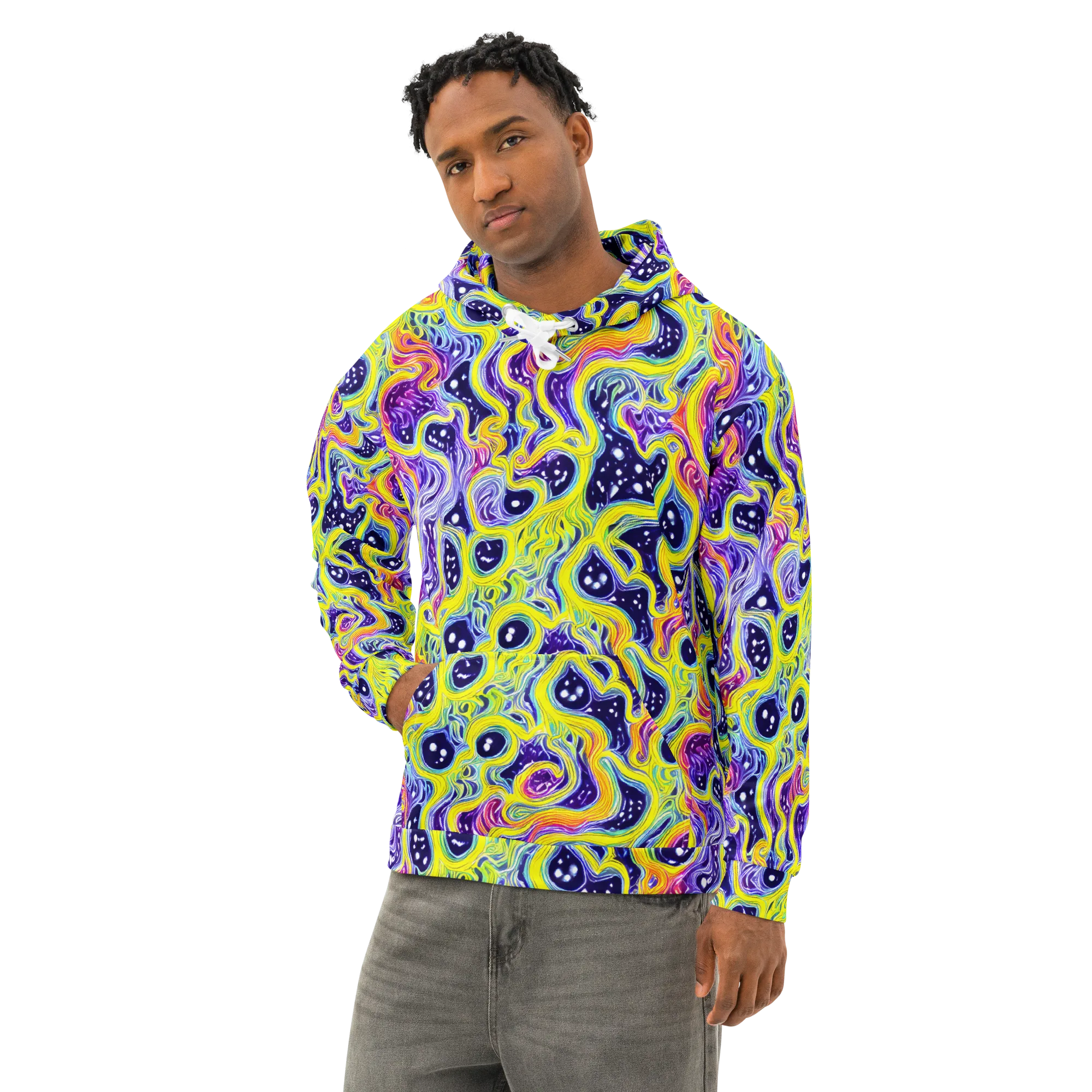 Prismatic Whirlpool on Cotton Hoodie — Left Front