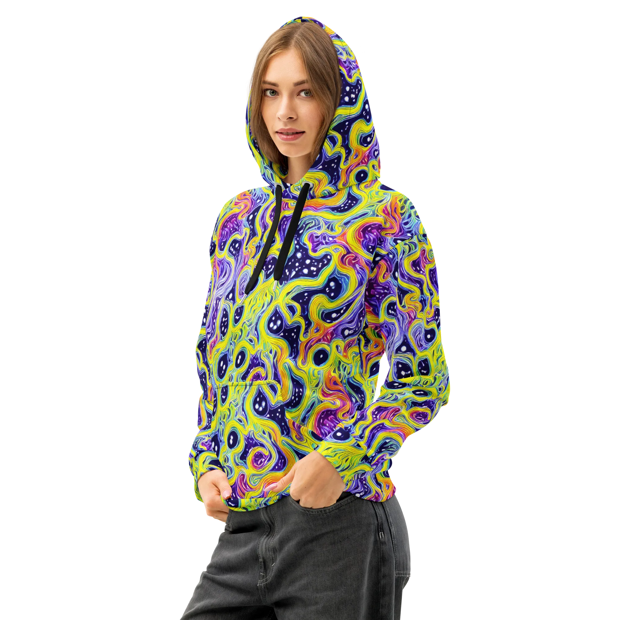 Prismatic Whirlpool on Cotton Hoodie — Left Front