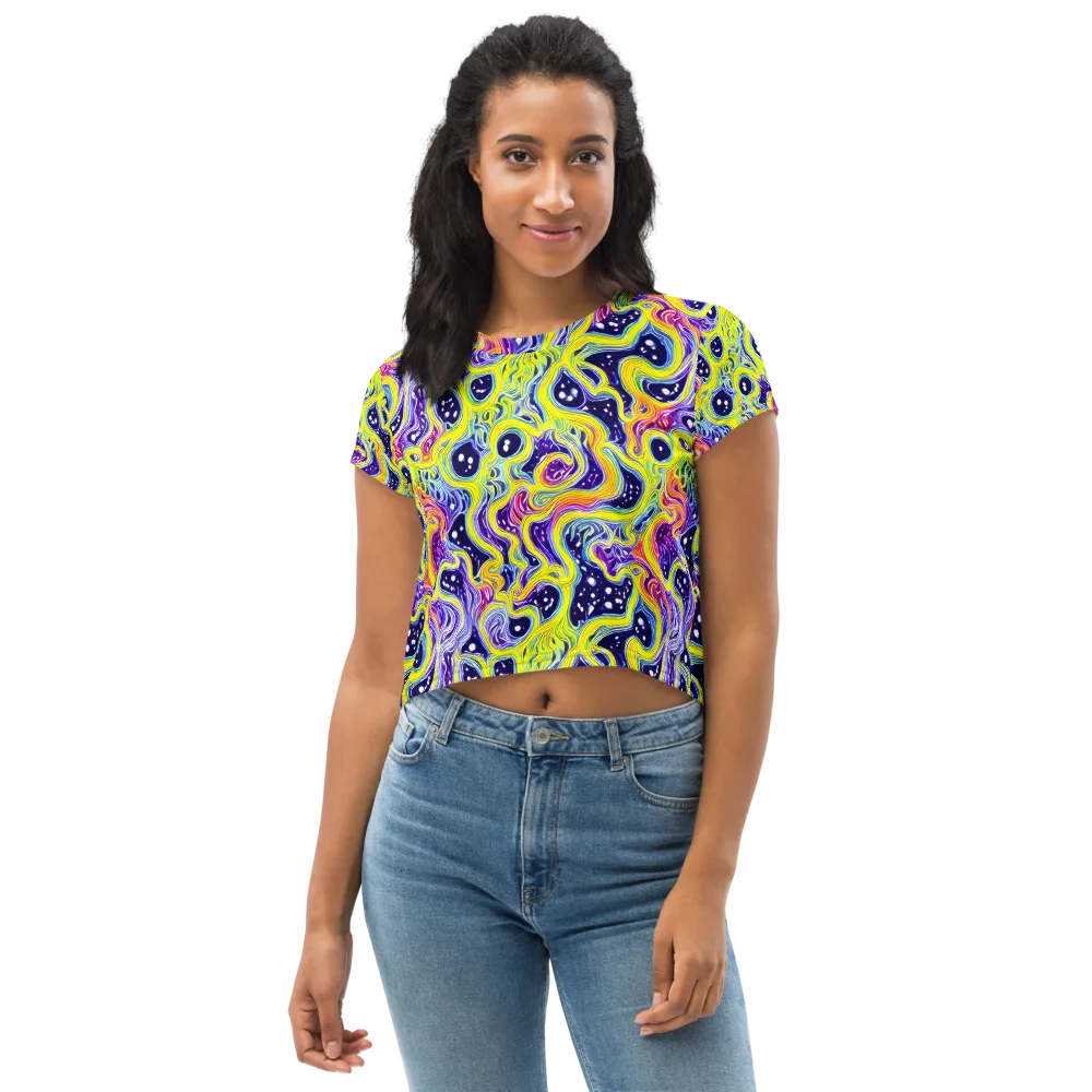 Prismatic Whirlpool on Crop Tee — Front