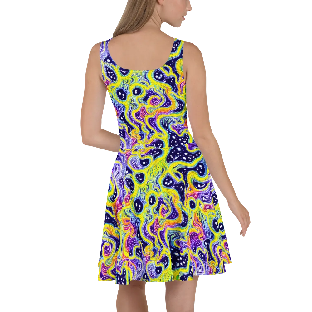 Prismatic Whirlpool on Skater Dress — Back