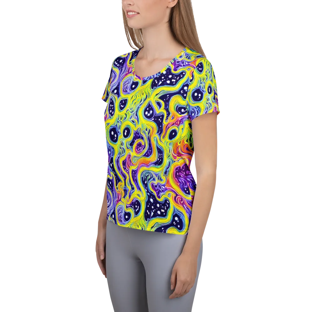 Prismatic Whirlpool on Women's Athletic T-Shirt — Left