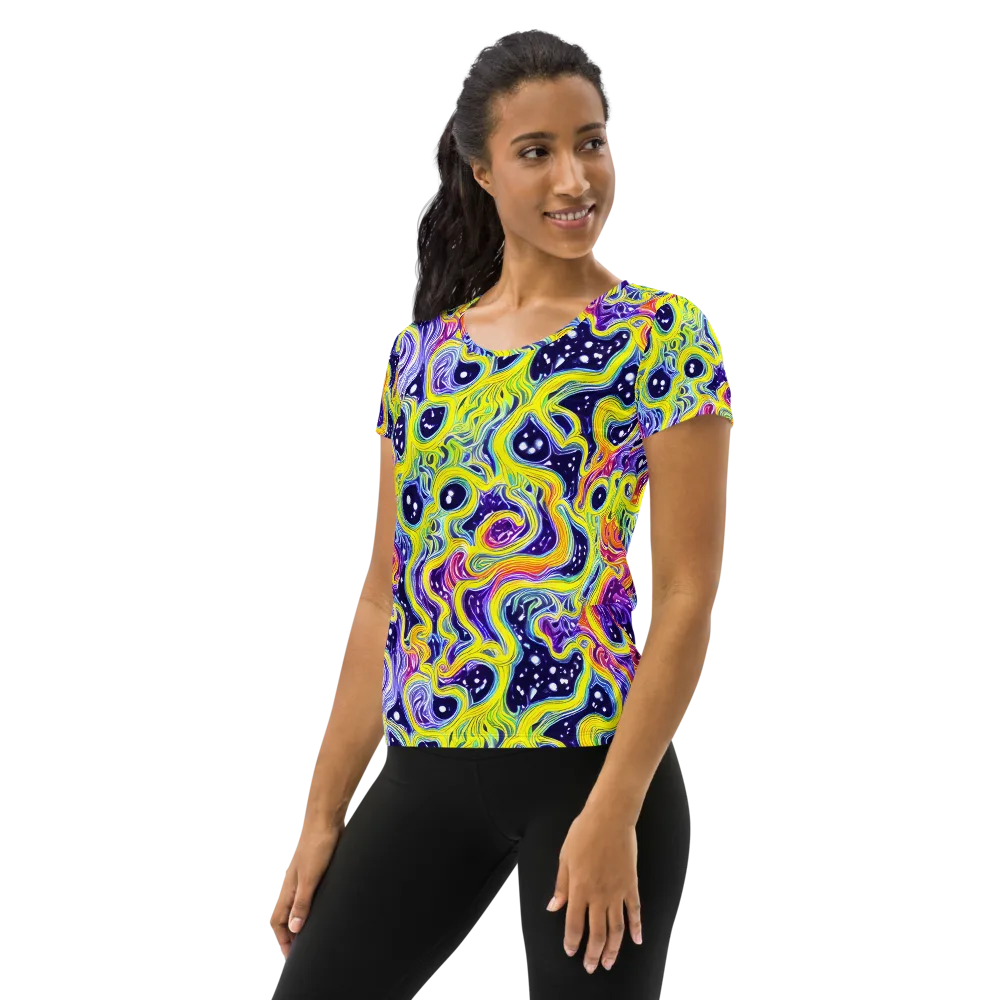 Prismatic Whirlpool on Women's Athletic T-Shirt — Left