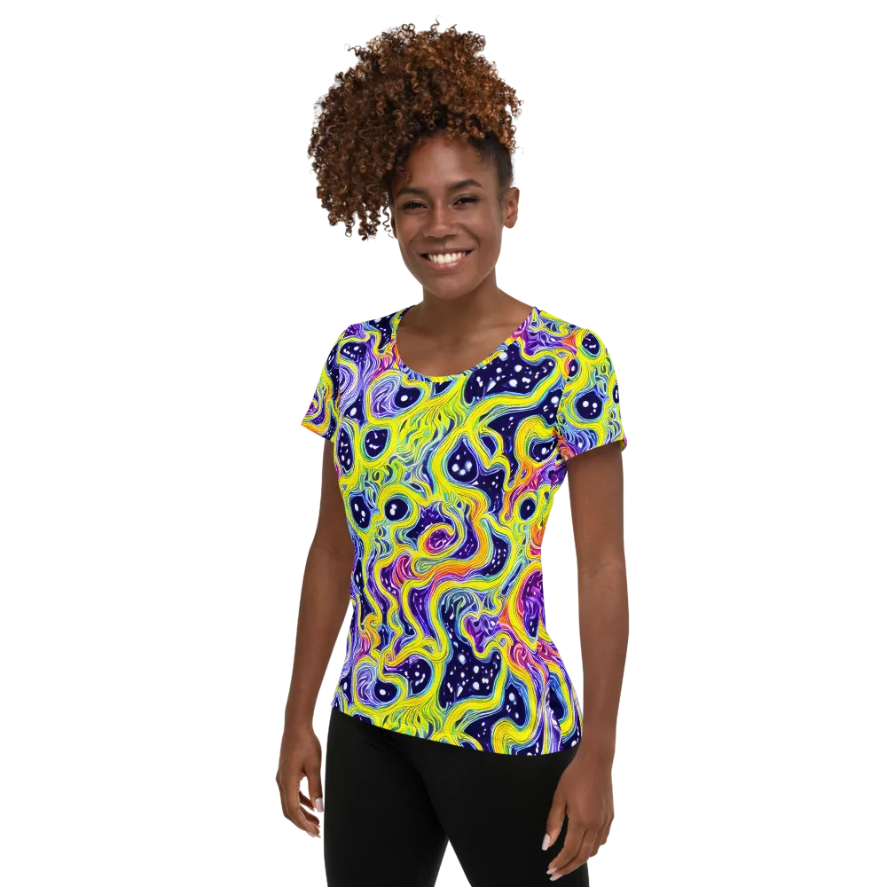 Prismatic Whirlpool on Women's Athletic T-Shirt — Left
