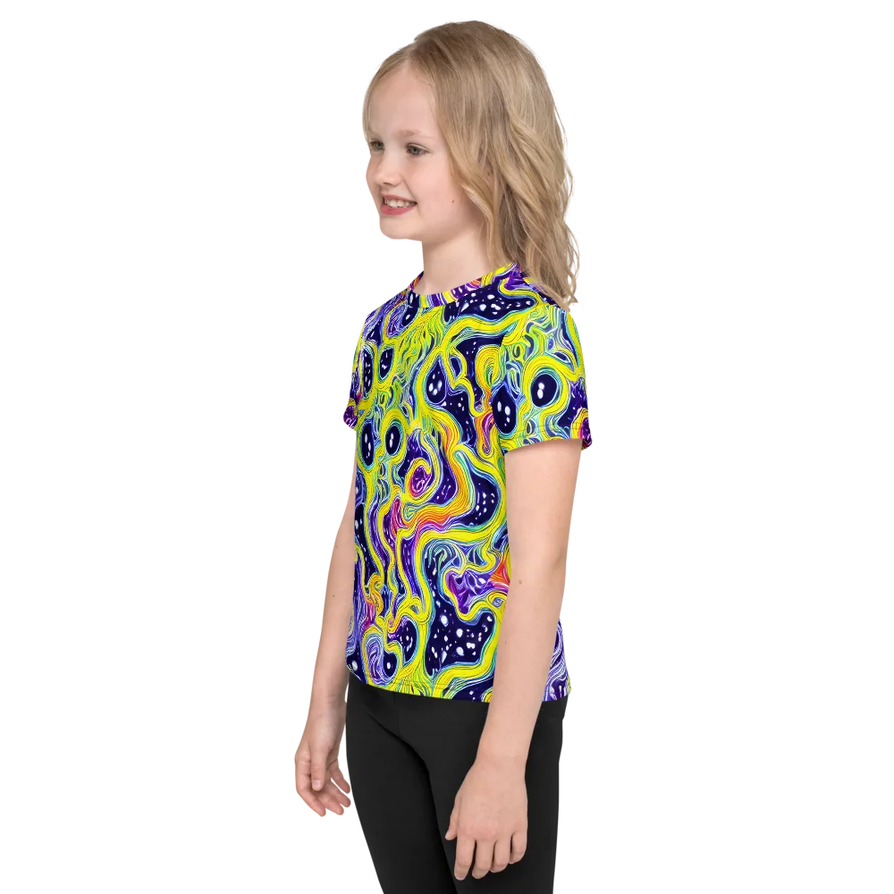 Prismatic Whirlpool on Kids Crew Neck T-Shirt — Left