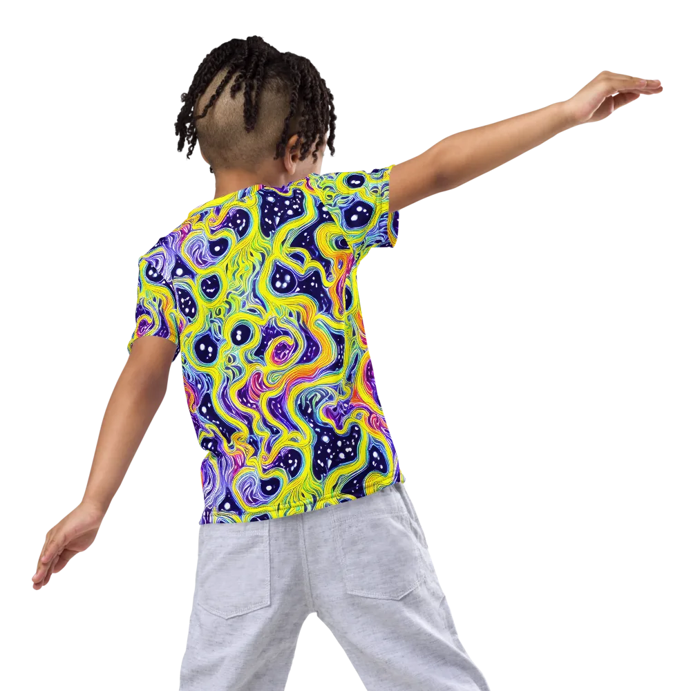 Prismatic Whirlpool on Kids Crew Neck T-Shirt — Back